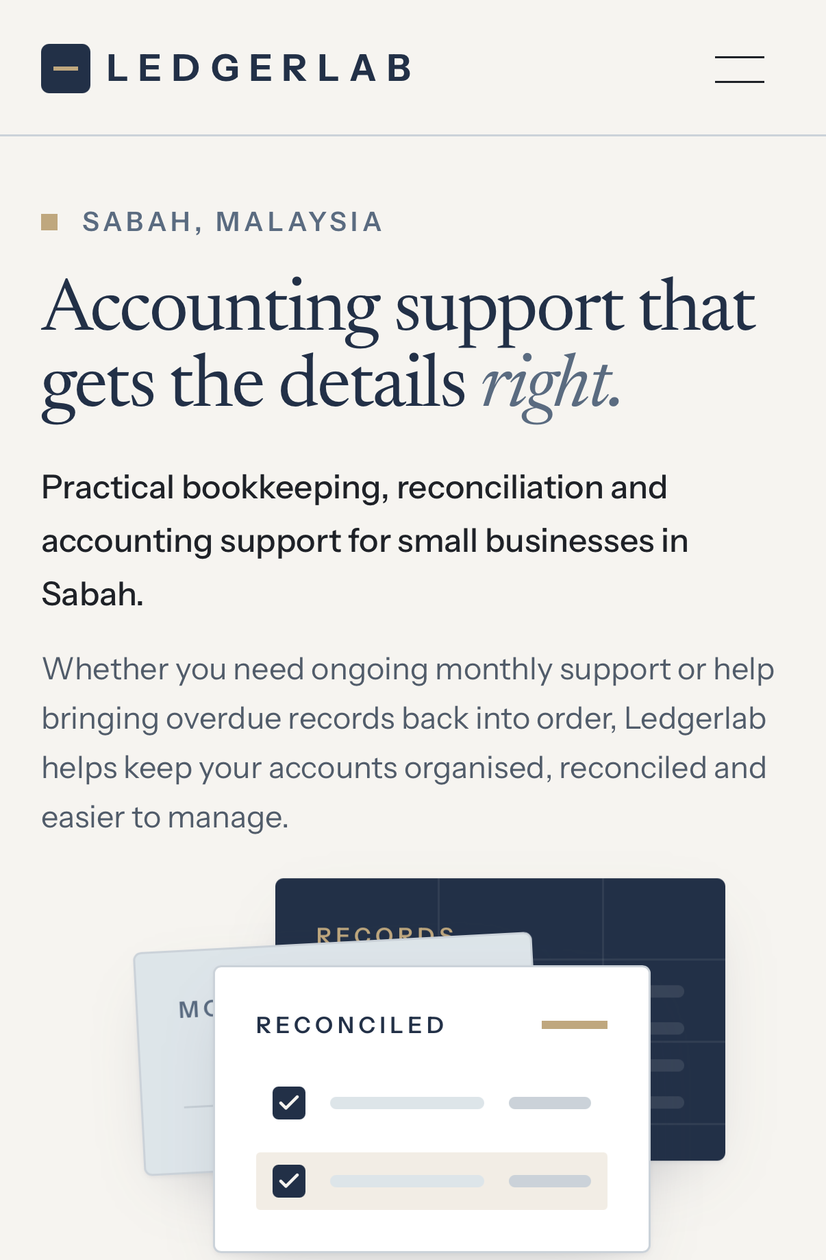 Ledgerlab — website on mobile